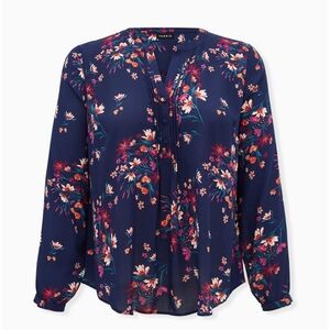 Torrid Plus Navy Floral Longsleeve Top